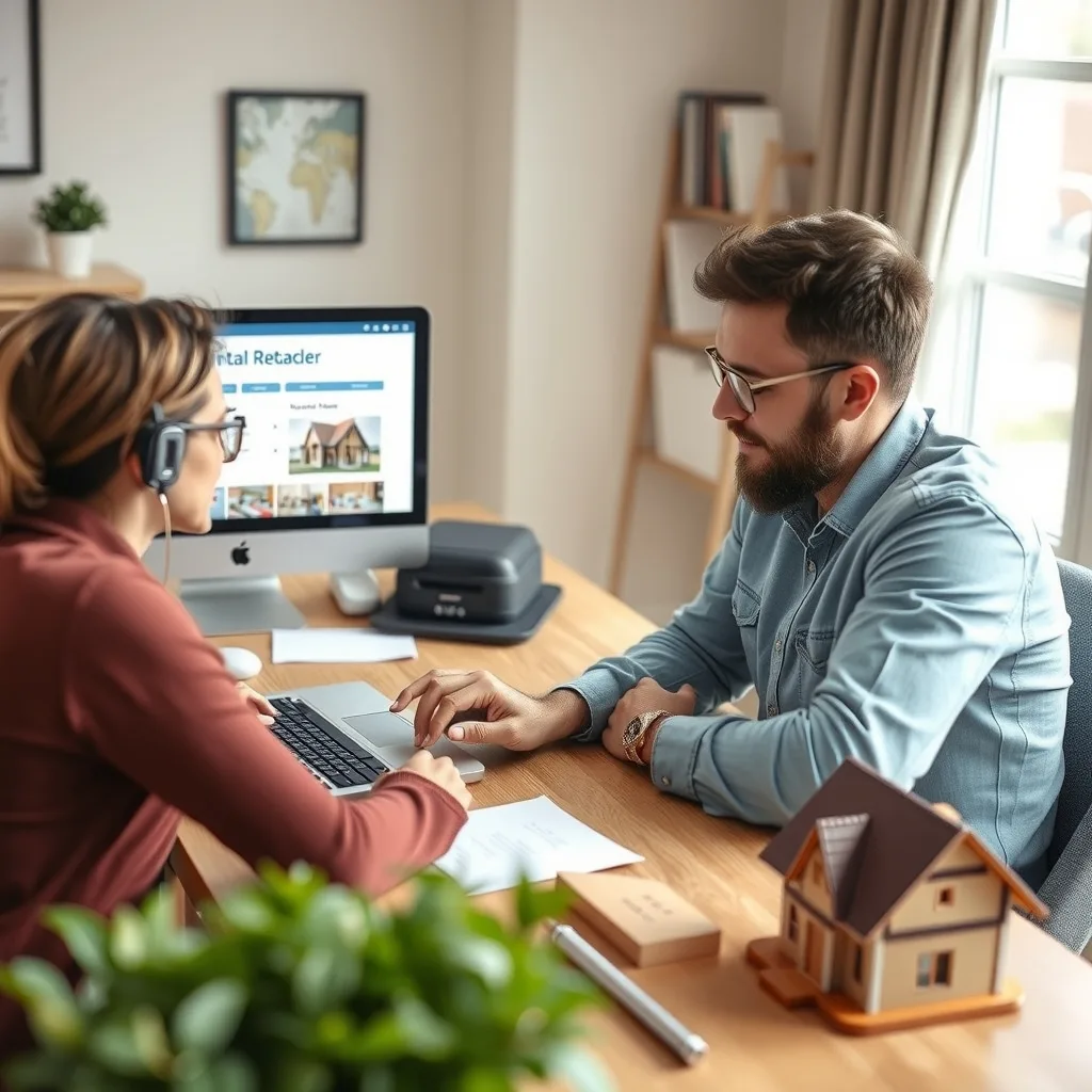 Landlord reviewing rental property details on a laptop